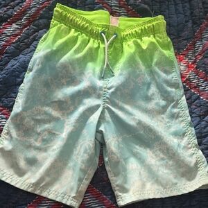 Cat & Jack Lime Green and Aqua Swim Trunks